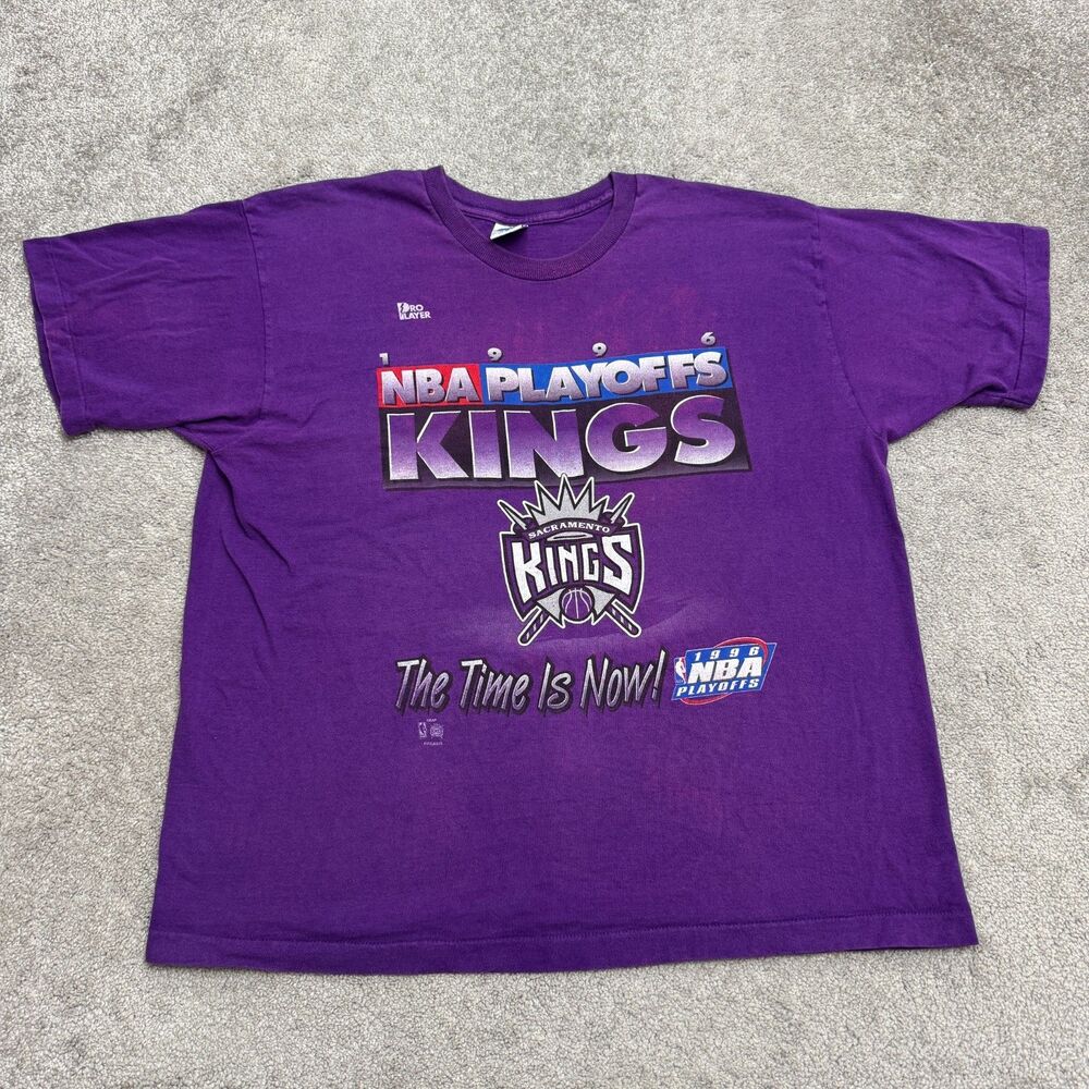 Vintage 90s Salem Sacramento Kings 1996 NBA Playoffs T-Shirt Mens XL Purple USA